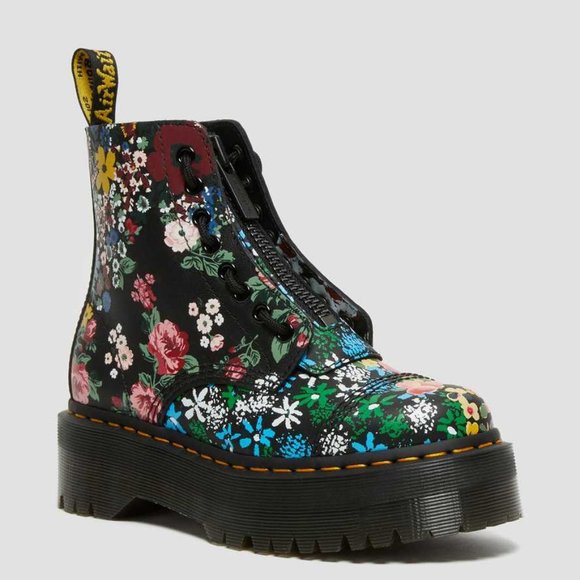 Dr. Martens | Sinclair Floral Mash Up Leather Platform Boots - Picture 4 of 16